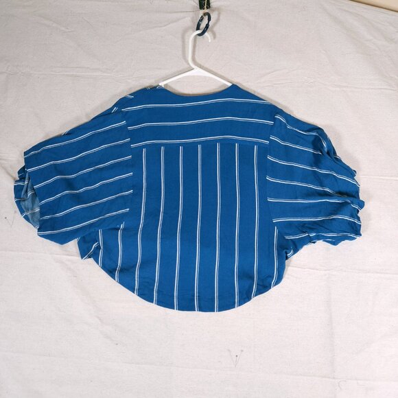 Free People Sleepy Time Indigo Stripe Kimono Top Womens Small Crossover FLAWS - Picture 2 of 15